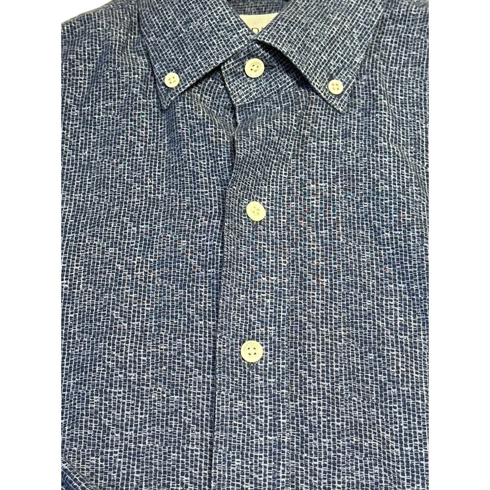 Men's Ledbury Blue Pattern Slim Fit Button-Down Shirt - Picture 2 of 5
